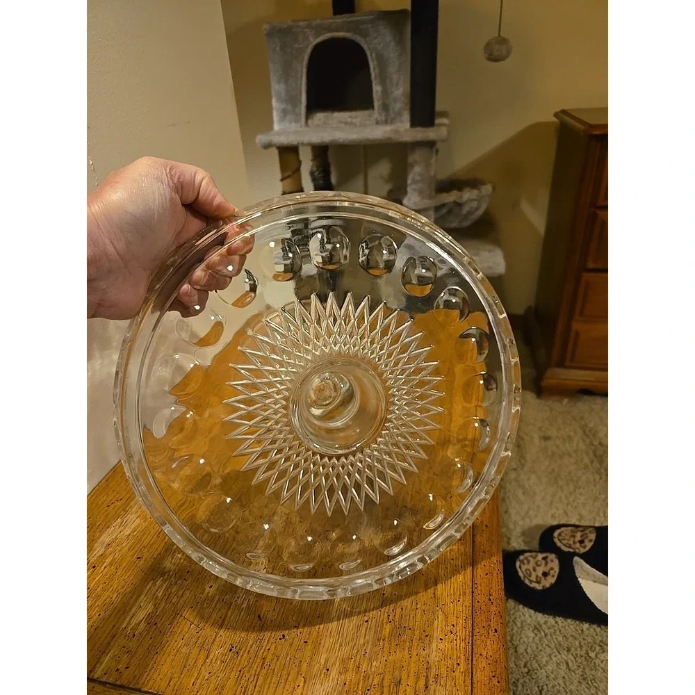 This item is a vintage McKee Plymouth clear pressed‎ glass cake stand